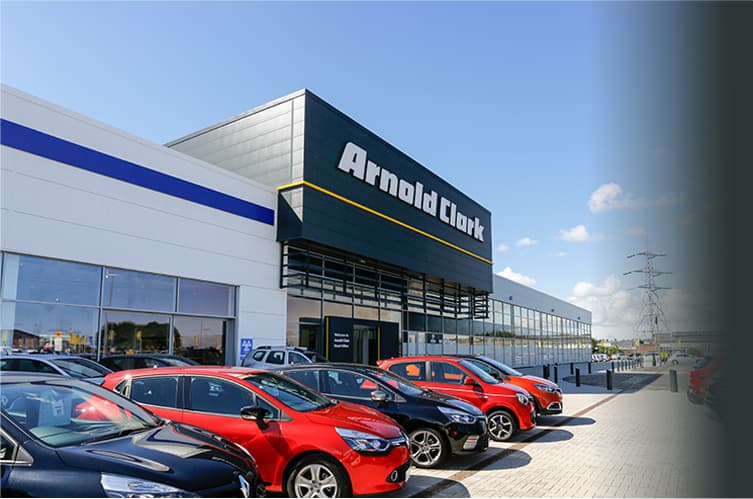 Cars lined up outside Arnold Clark Head Office