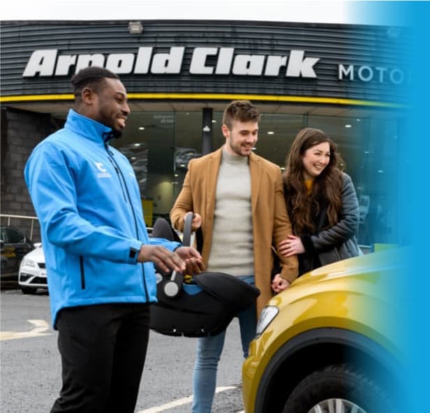 Product Consultant showing customers' their car