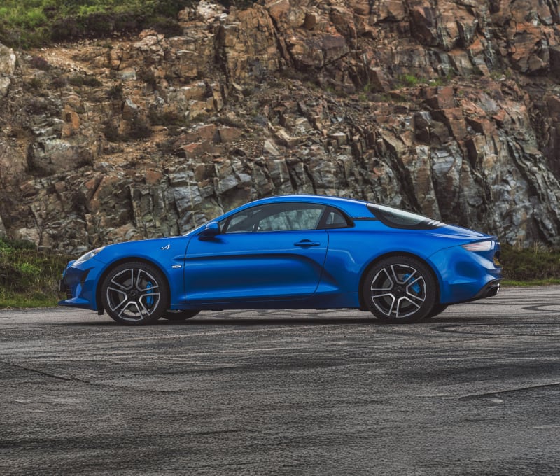 Side angled view of Alpine A110