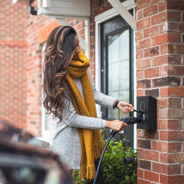 Bumblebee EV - Easee One Home EV Charger mounted on underground parking wall