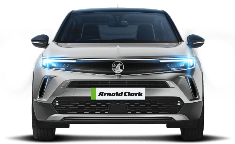 Front view of Silver Vauxhall Mokka