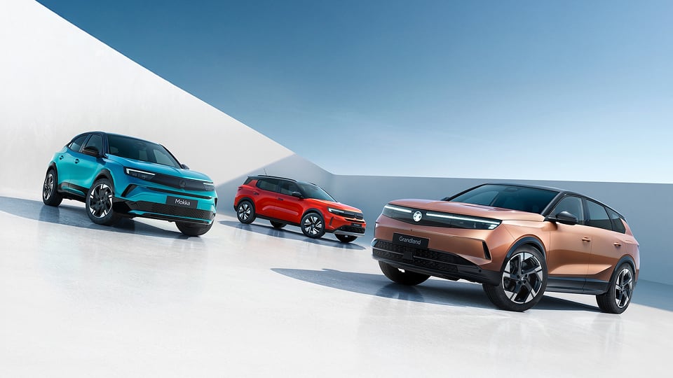 Front angled view of multiple Vauxhall vehicles